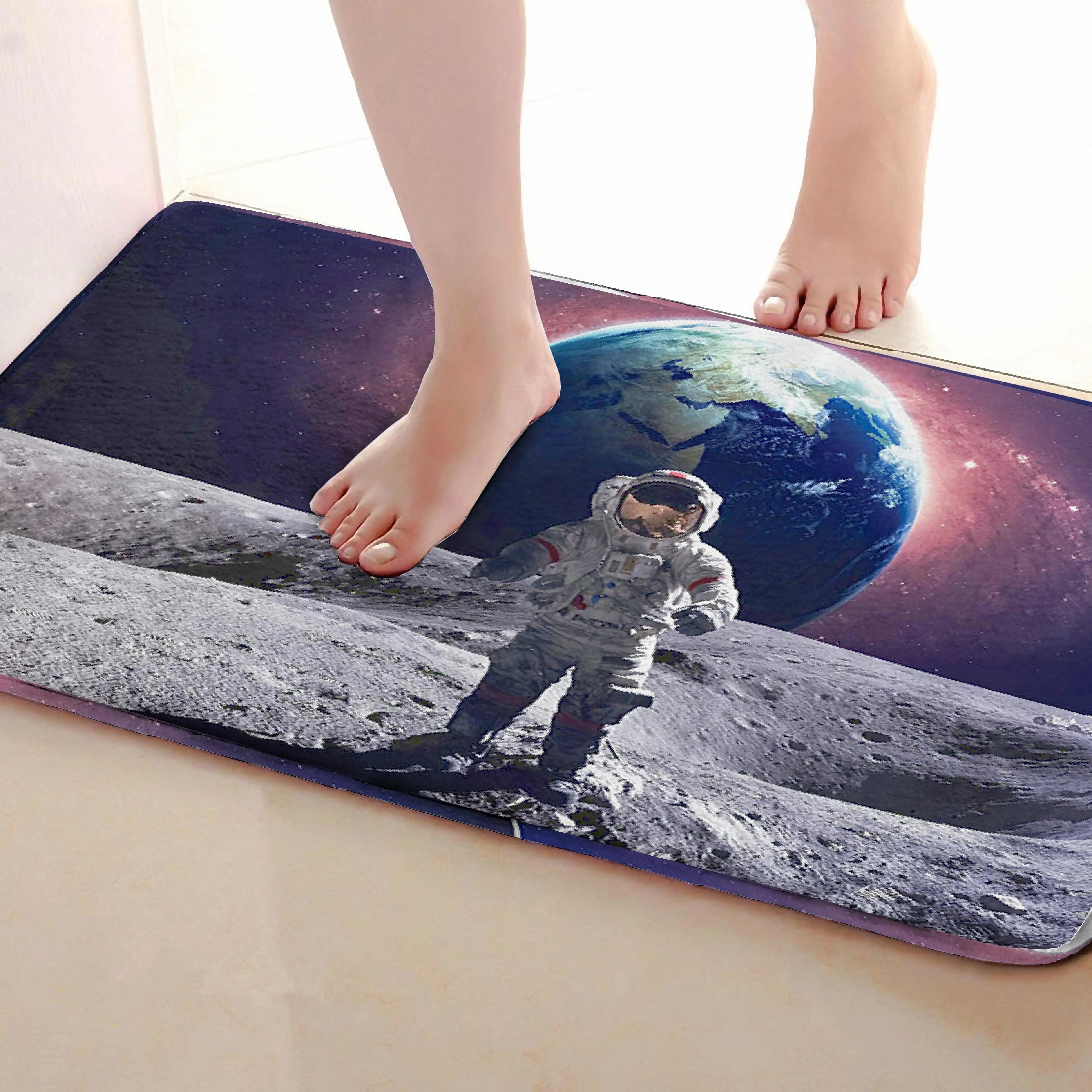 Коврик для ванной комнаты в космическом стиле, Забавный Противоскользящий коврик для ванной, аксессуары для душевой занавески, соответствующие вашей душевой занавеске