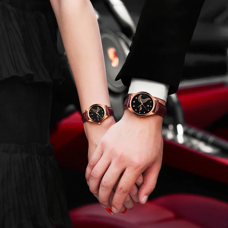 One Pair Newest Couple Watch GUANQIN Couple Wrist Watch Sapphire Quartz Casual Waterproof Lovers Watch Leather Strap Clock (10)