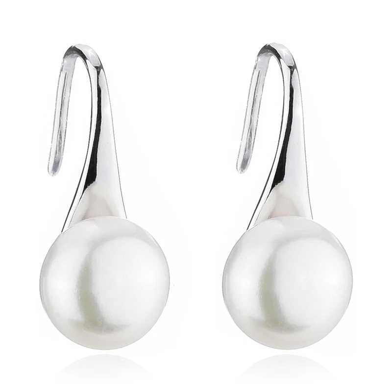 925 Sterling Silver Pearl Hook Earrings For Women Fashion Simple Design