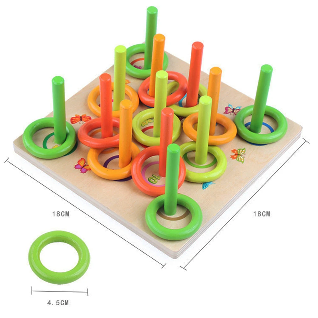 Wooden Colorful Rings Stacking Block Toys Safe Painted Educational Puzzles Preschool Toys Birthday Gifts