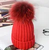 Hot Winter Big Real Fur Pompoms Knitted Beanies Caps New Thick Warm Knit Hats Gorras For Girls Women Boy and Child ► Photo 3/6