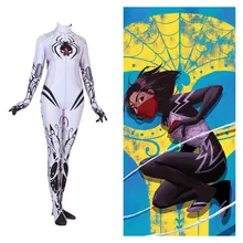 Аниме игры Шелковый костюм спайдермена для косплея Синди Мун дети взрослые белый человек-паук спандекс-боди комбинезоны костюмы наборы