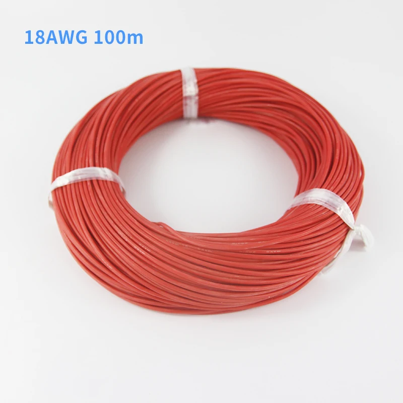 

100m Heatproof 200 degree Soft Silicone Wire 18AWG For RC Airplane Model Battery Motor Part (150/0.08, OD: 2.3)