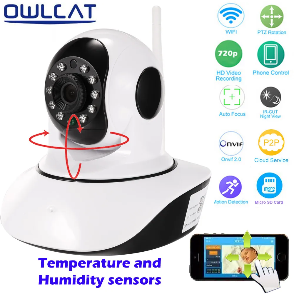 OwlCat HD Wireless IP Camera IR-Cut Night Vision Two Way Audio Network Onvif Pan/Tilt P2P Baby Monitor Wifi Home Security Camera 720p hd ip camera wireless wifi pan tilt two way audio p2p ir cut onvif cloud night vision micro sd card security cctv camera