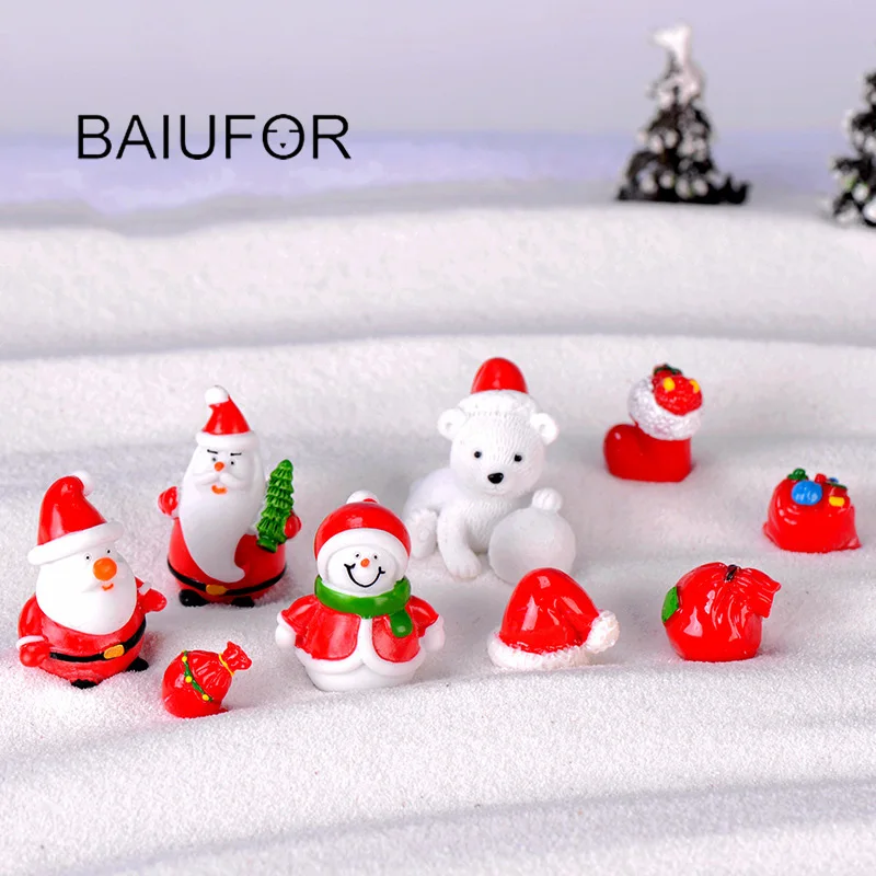 BAIUFOR новые рождественские миниатюры Санта Клаус Снеговики DIY Террариум аксессуары Волшебные садовые фигурки Кукольный дом Декор