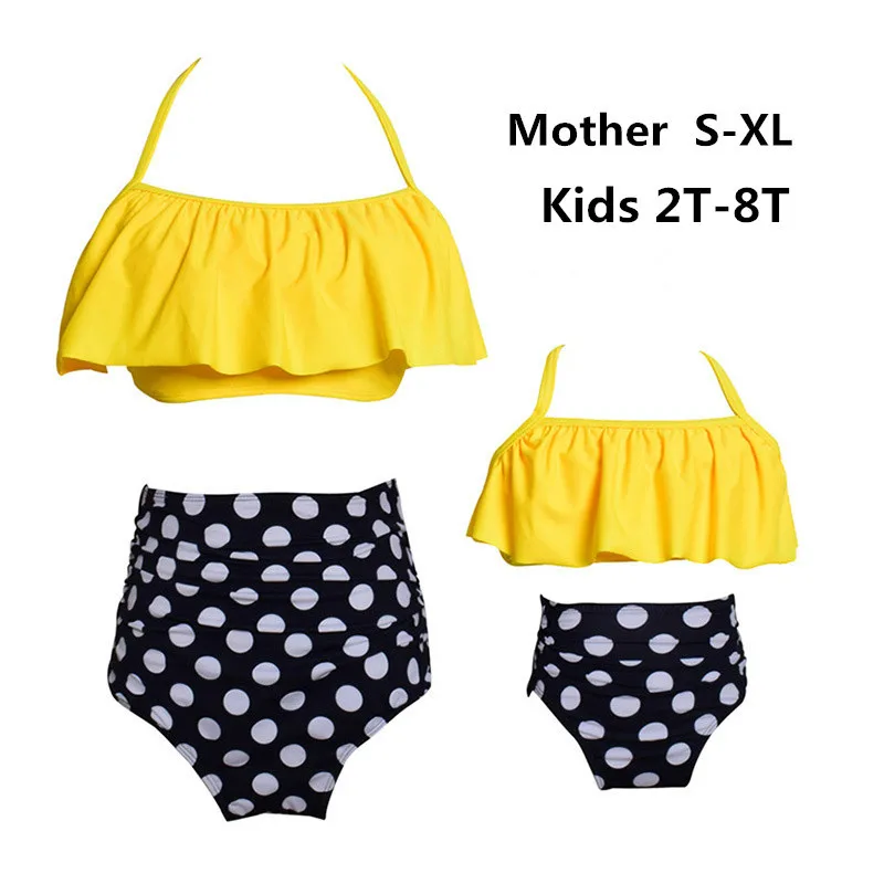 

Mother Daughter Swimsuit Family Matching Clothes Outfits Mommy and Me Bikini Set Mom Girls Kids Swimwear Family Look Beach Suits
