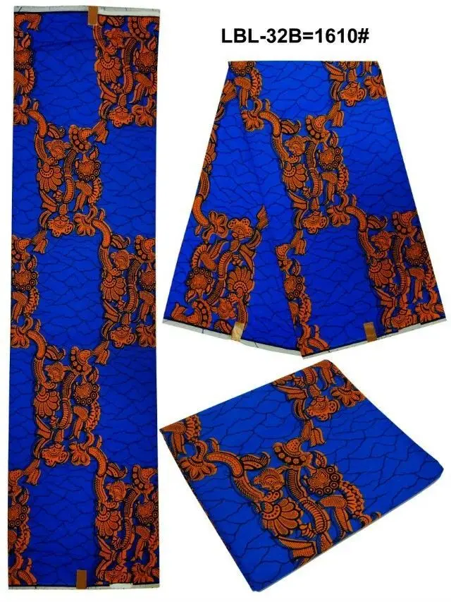 6 ярдов/партия элегантный насыщенного синего цвета Африканский воск с медным принтом батик воск ткань для одежды LB3-2