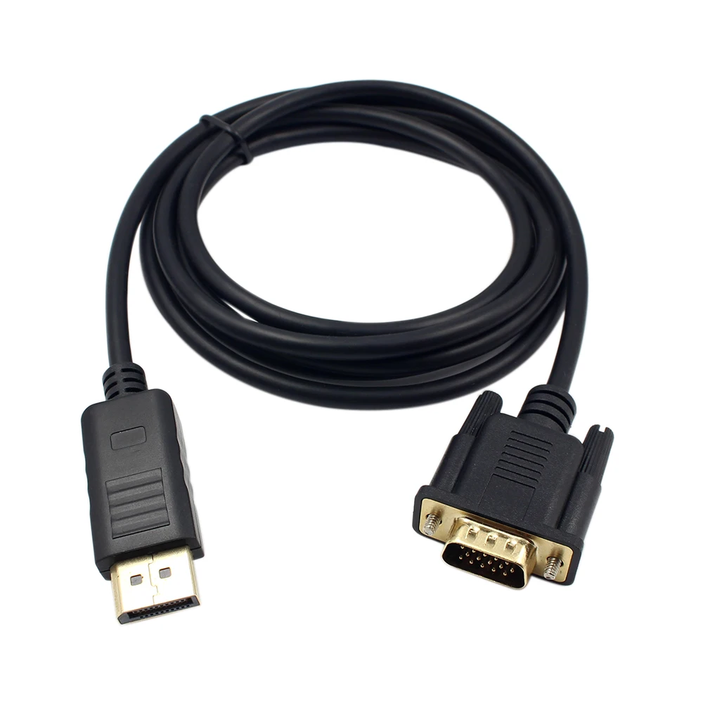 1.8M Male Display Port DP to VGA Male Adapter Cable Converter 1080P