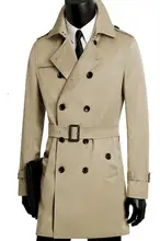 Men’s coat spring and autumn plus size casual clothing mens double breasted long black trench coat men man slim outerwear khaki