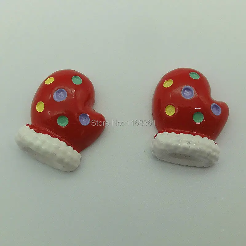 1pcs/lot resin flatback red glove 20mm Cabochons Scrapbooking Hair Bow Center DIY Christmas decration C106-6