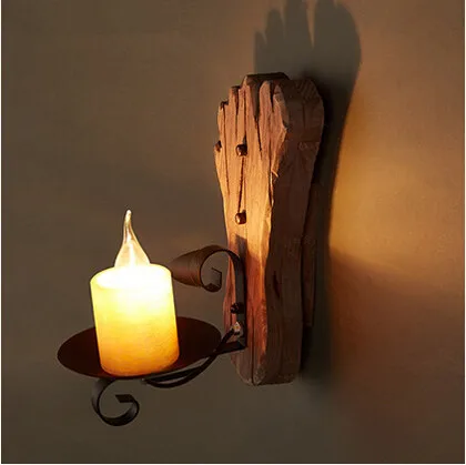 

IWHD American Country LED Wall Lamp Wooden Loft Wall Light Bedside Light Fixtures For Home Lighting Indoor Room Cafe Luminaire