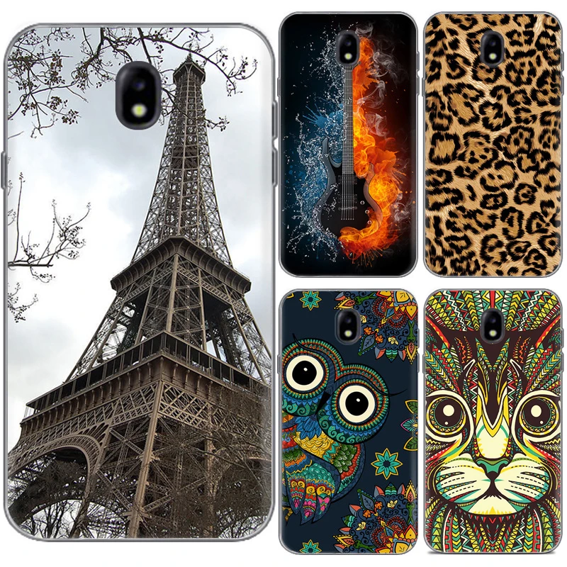 Lulumi The Eiffel Tower Phone Case For Samsung Galaxy J5 2017 J530 Building Cartoon Painting TPU Soft Printing Paind Back Cover | Мобильные