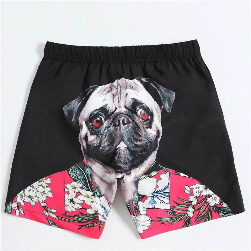 

Men's Board Shorts Swim Trunks Swimwear 3D Pugs Head Printed Beach Shorts Quick Dry Surfing Shorts Swimsuit Maldives Swim Wear