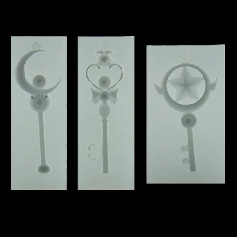 

Cartoon Magic Wand Epoxy Silicone Mould Transparent Moon Sailor Moon Cardcaptor Sakura Crown DIY Pendant Jewelry Mold C004