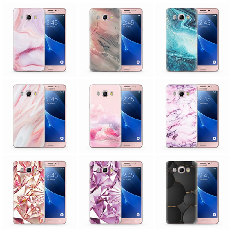 Для Funda Samsung Galaxy J7 2016 чехол J710 J710F Чехлы мягкий TPU дизайн мраморная задняя крышка