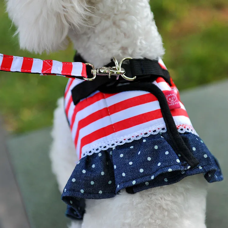 Pet cute dog harness and leash Navy chain of pet dog leash set