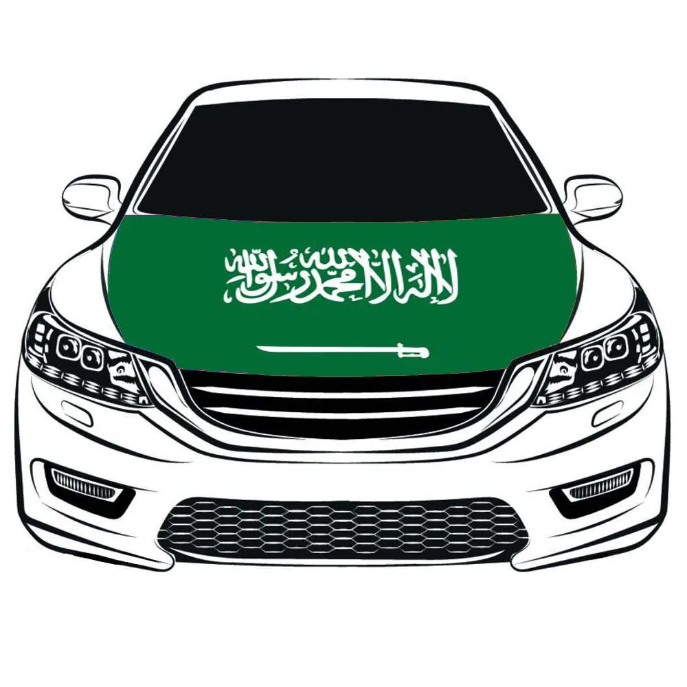 

Kingdom of Saudi Arabia Hood Cover,Saudi Arabia Car Hood Cover flag,Engine Flag,100% spandex,Four side projectile fabric