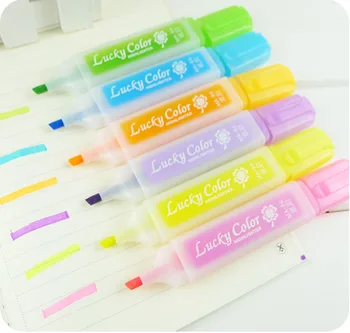 

6-color / lot Wholesale Korea Stationery fresh and lovely candy color Highlighter pen marker pen marker 6 color oblique head