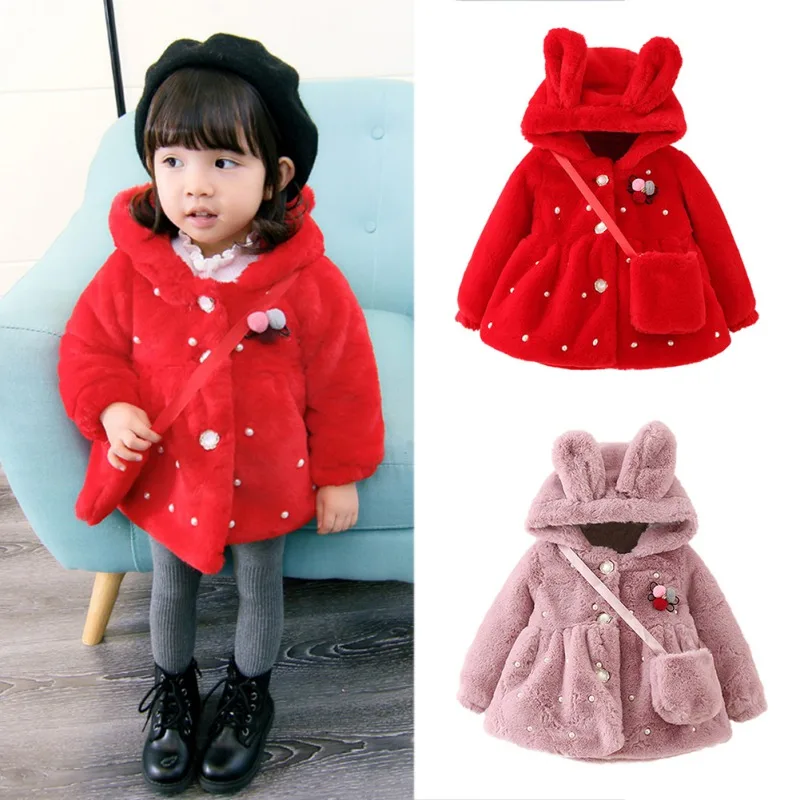 

Baby Girl Jackets 2019 Winter Outerwear Flannel Fabric Baby Girls Coat Lovely Hooded New Year Coat For Baby Girls Clothes