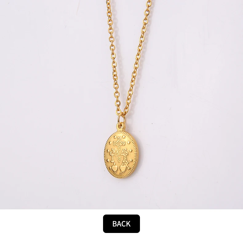 Gold Stainless Steel Virgin Mary Necklaces For Women Cross Virgen Maria Medallion Pendant Choker Colgante Medalla Mujer