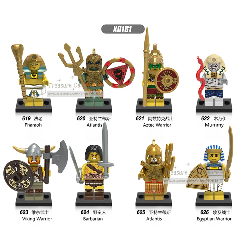 

NO.619-626 Pharaoh Atlantis Aztec Warrior Mummy Viking Warrior Barbarian Atlantis figure Super Hero Building Toys Blocks