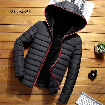 

DIMUSI Winter Men Jacket Fashion Men Cotton Thick Warm Hooded Parkas Male Casual Fleece Thermal Windbreaker Slim Coats Clothing