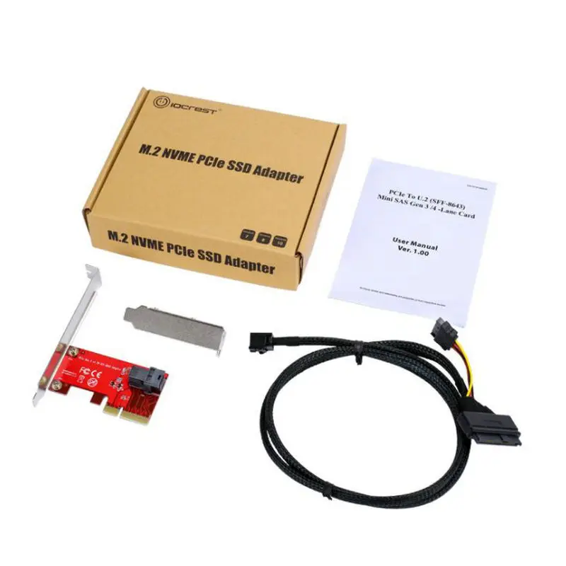  Tarjeta PCI a U. 2 (SFF-8643) Gen 3/4-carril con Cable Mini SAS (SFF-8643) a u. 2 (SFF-8639) para 2