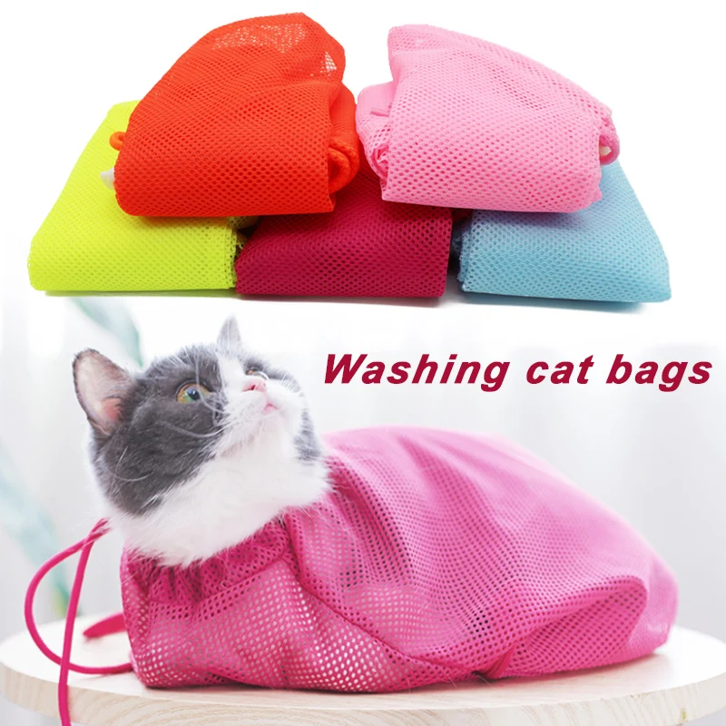 Cat Clean Bag Pet Grooming Creative 54*36cm Polyester Fiber Fitted Mesh Dog Scratch Prevention Shower | Дом и сад