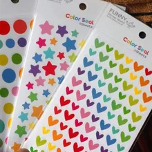 Корейский модный набор наклеек с разноцветными сердечками и звездами, 6 штук в упаковке