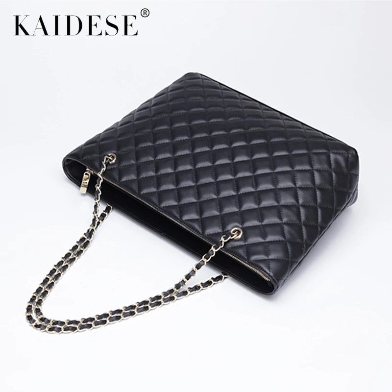 

2018 new large capacity bag lattice chain bag leisure all-match Bag Leather Laptop Bag temperament