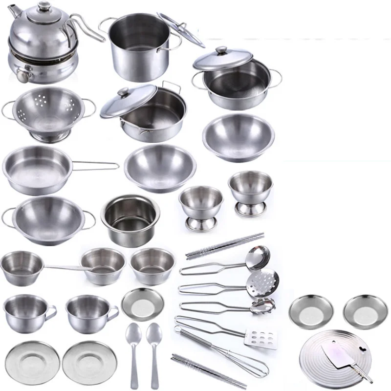 18pcs Stainless Steel Material Children Kitchen Toys Pretend Play Cooking Toy Cooking Set Simulation Tableware Toy For Kids Gift Children Kitchen Toys Kitchen Toyscooking Toys Aliexpress