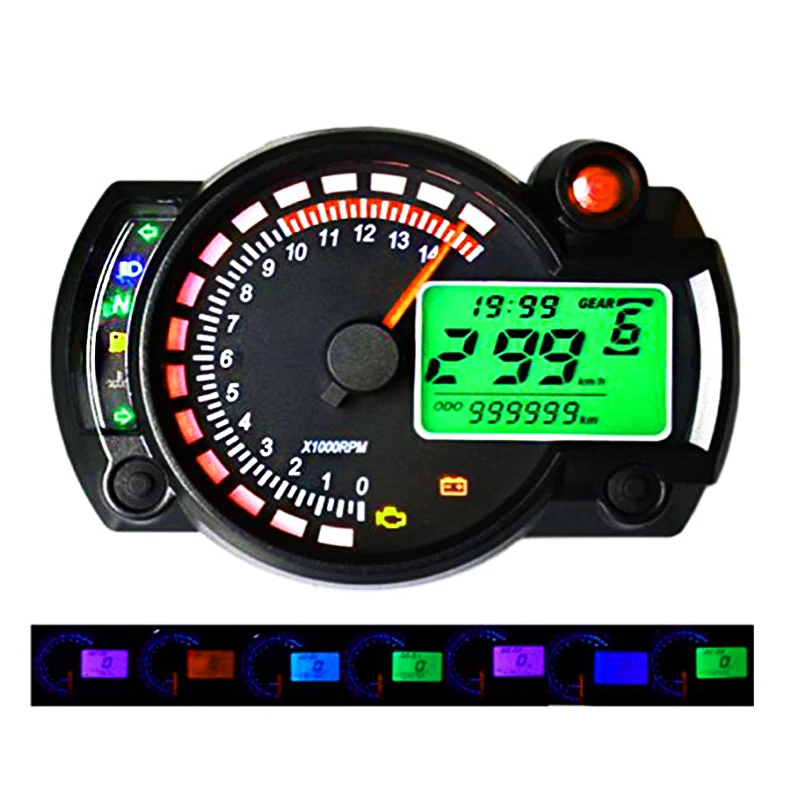 Diagram Motorcycle 7 Color Universal Lcd Digital Speedometer
