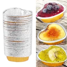 Bandeja para hornear pasteles desechable con forma de corazón, Mini utensilios para hornear magdalenas, magdalenas, muffins, taza, sartenes, 60 unidades