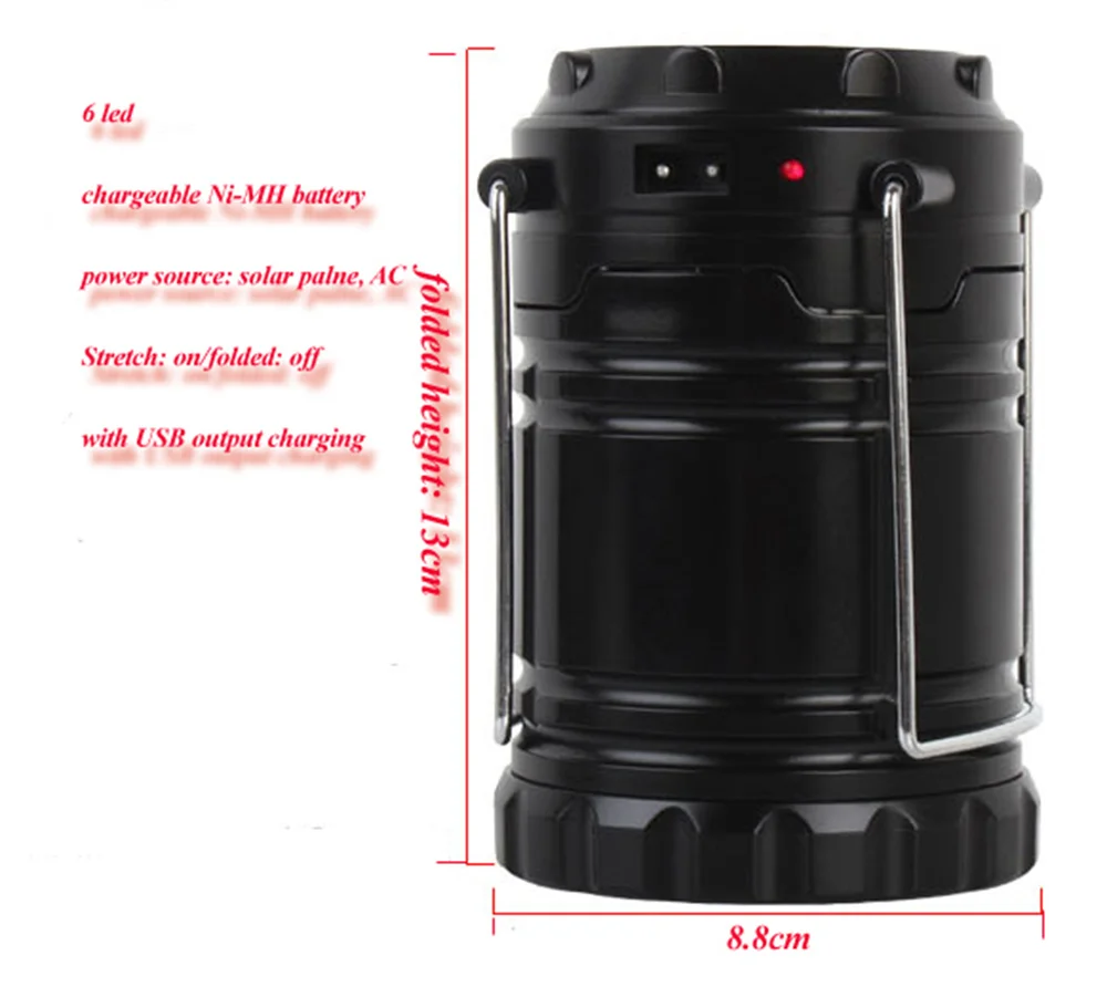 Стиль, Многофункциональный перезаряжаемый светильник с 6 светодиодами, складной Солнечный фонарь для кемпинга, светильник для палатки, для кемпинга, пеших прогулок
