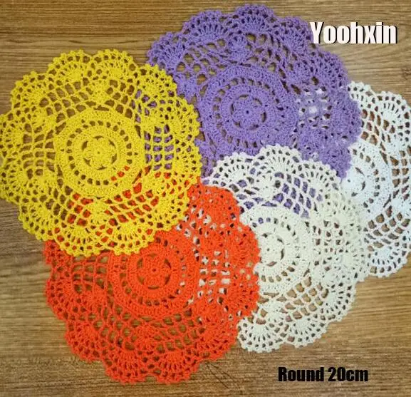 

Modern lace cotton table place mat pad Cloth crochet round placemat cup mug wedding tea coffee coaster dining doily kitchen