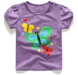 Лето Бабочка/Кролик основные девушки футболки мультфильм футболки для детей Детская одежда для малышей Рубашка с короткими рукавами T2DTAO