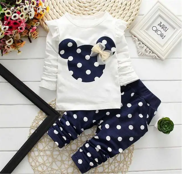 US $13.80 Girls Clothes Girl Suit Minnie Holiday Children Clothes Sets Mickey Kids T-shirt Legging Pants Spor