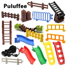 Забор раздвижная лестница Кливер лестница набор кирпичи большие частицы строительные блоки аксессуар для детей DIY Подарочные игрушки совместим с Duplo