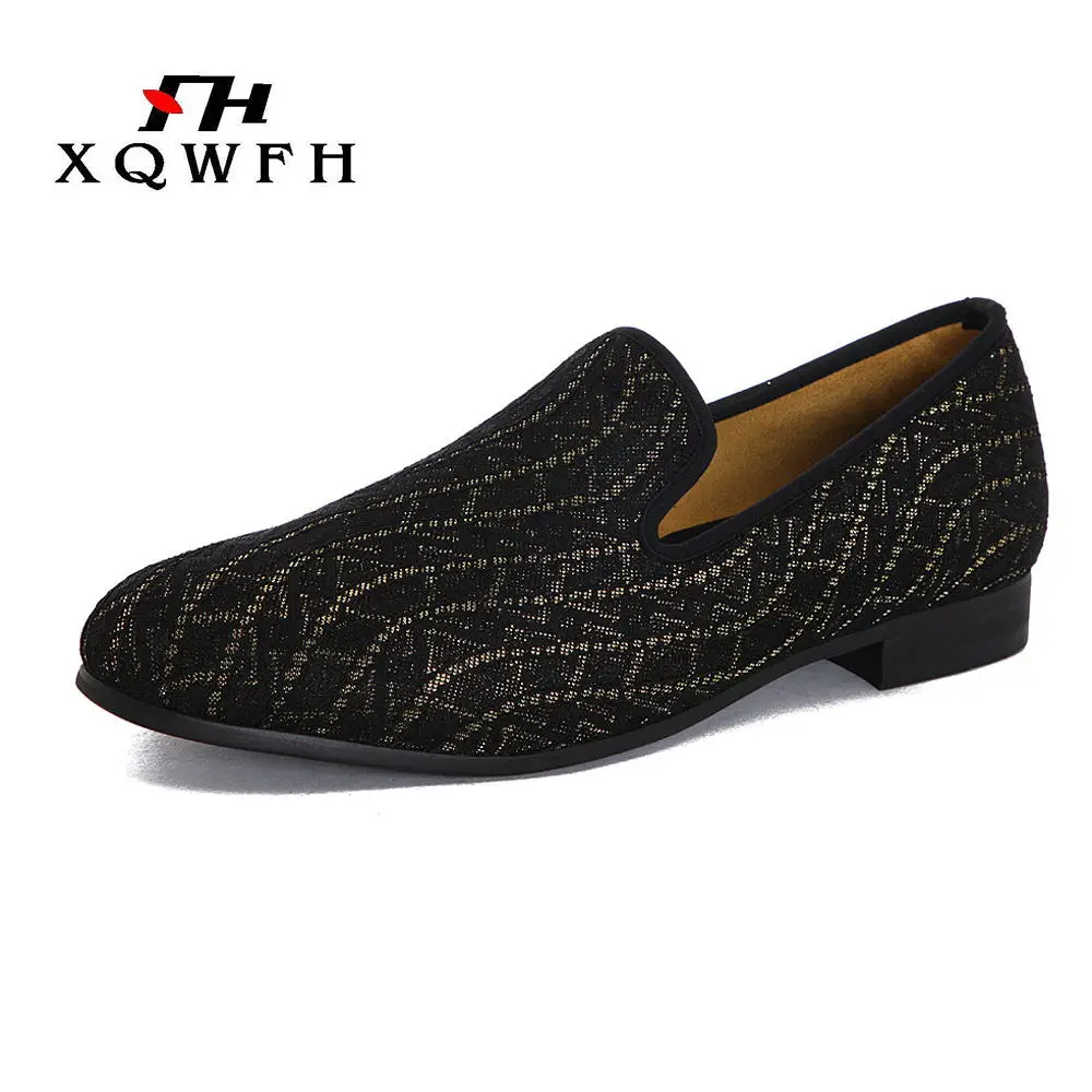 XQWFH/мужские лоферы с разноцветным узором; повседневная обувь на низком каблуке; обувь для банкета и свадьбы