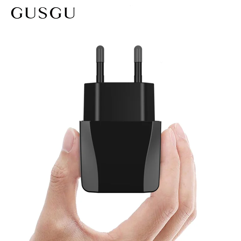 GUSGU Dual USB зарядное устройство для iPhone 7 8 6 X S Max iPad EU вилка адаптер для путешествий настенное зарядное устройство 2A зарядный кабель для Lightning 1,5 м