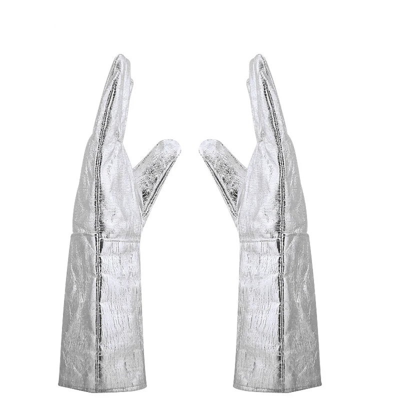 Five Finger Aluminium Foil Heat And Water Resistant Working Fire Emergency Gloves Oil Field Gloves Proof Gloves 500&800 Degrees