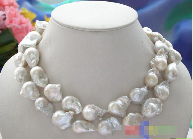 

p2978 Huge 33" 28mm white baroque KESHI REBORN PEARL NECKLACE ^^^@^Noble style Natural Fine jewe FREE SHIPPING