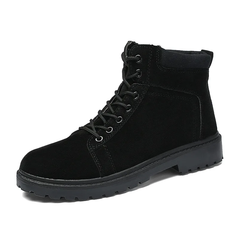 

Fashion Leisure Men Motorcycle Boots Ankle Round Toe Low Lace up Martin Boots Sewing Solid Spring Autumm Outdoor Working Shoes