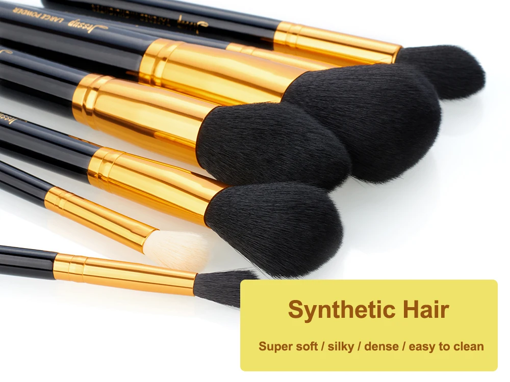 Pincéis de Maquiagem Conjunto de Pincéis de Maquiagem Beleza em pó Jessup Conjunto Maquiagem Cosméticos Fundação Eyeshadow Delineador Lábio Escova Ferramenta Preto - Ouro 15 Pçs de 3 de pincéis de maquiagem maquiagem cosméticos beleza