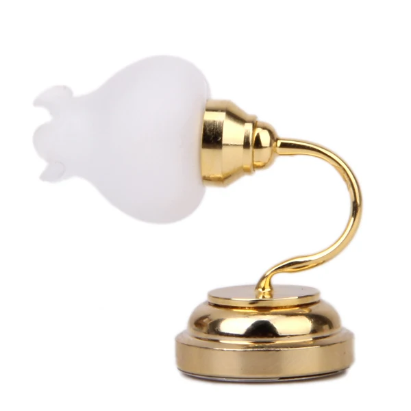 Gold Plated Floral Metal 1:12 Dollhouse Miniature LED Wall Lamp Light Model