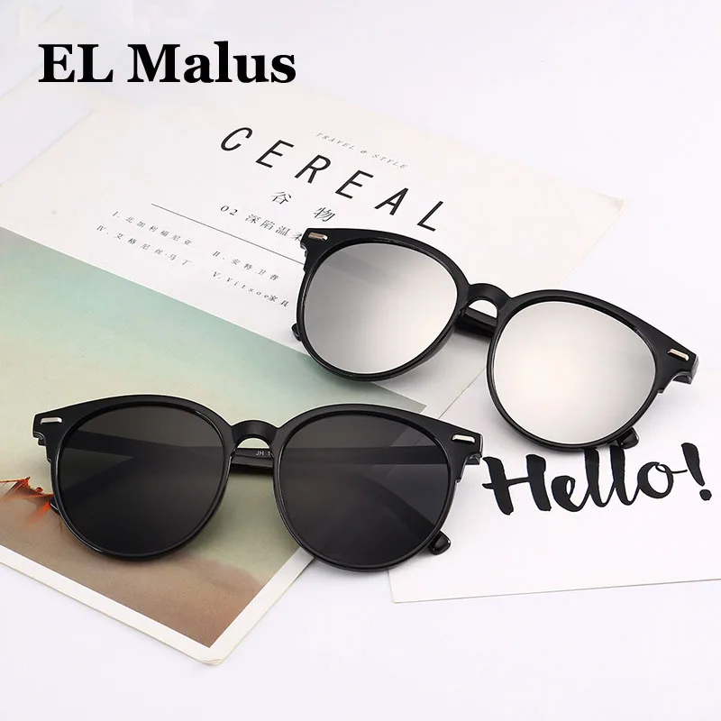 

[EL Malus]2018 Retro Big Round Frame Sunglasses Women Men UV400 Vintage Club Sun Glasses Pink Black Red Yellow Female Male