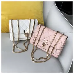 2019 из искусственной кожи для женщин сумка плед Дамы Crossbody цепи Мода карамельный цвет небольшой лоскут хозяйственная