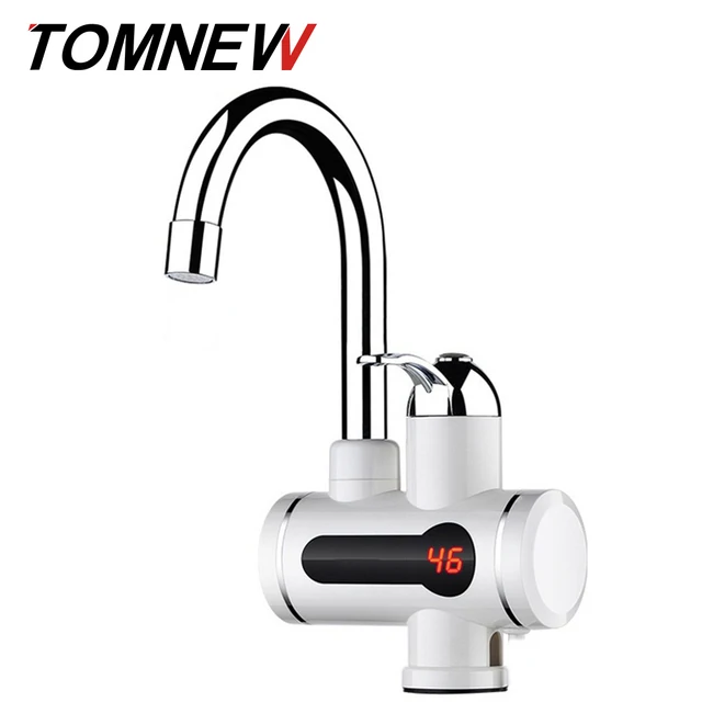 Cheap TOMNEW 3000W Instant Water Heater LCD Temperature Display Tankless Electric Water Heater Tap Instant Hot Water Faucet in Kitchen