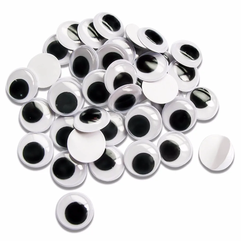 CCINEE Plastic Eyes Black And White Round Wiggle Eye Self adhesive Movable Toy Doll Eye For