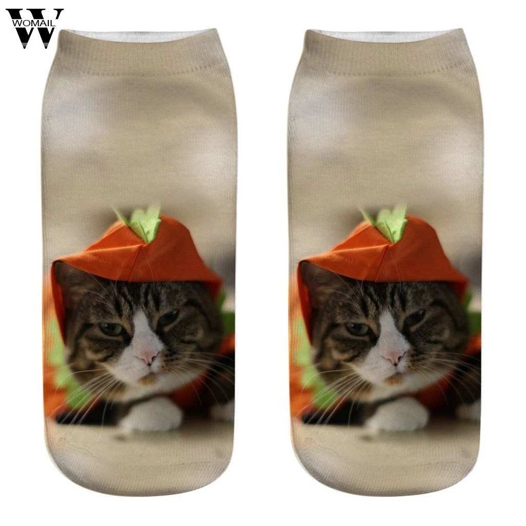 

Womail socks 3D Novelty Crazy Funny Cat Ankle Socks Cute Colorful Cartoon Low Cut Socks print Casual Gift NEW 2019 Casual M21